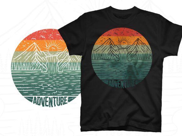 Adventure Mountain Lake T-Shirt Design: A Graphic Designer's Asset