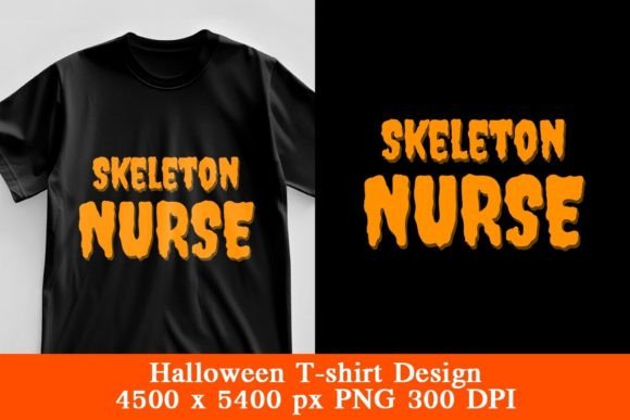 Skeleton Nurse Halloween T-Shirt Design
