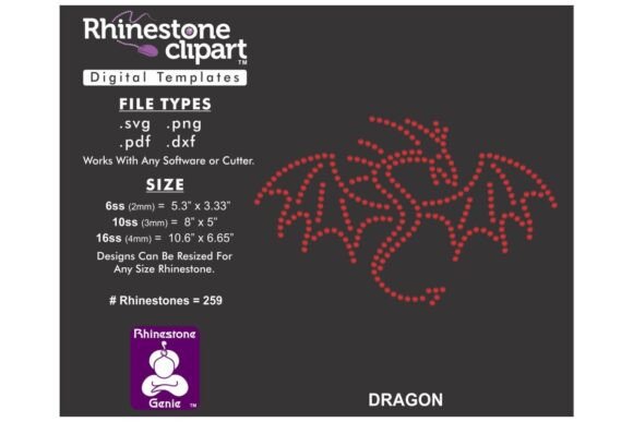 Unleash Bold Visuals: Rhinestone Template Design DRAGON 8